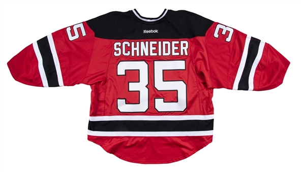 2016 Cory Schneider Game Used New Jersey Devils Red Jersey Used on 2/9/2016 - Martin Brodeur Jersey Retirement Night (Devils/MeiGray)
